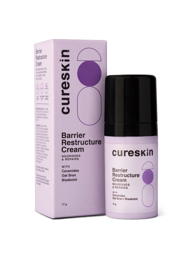 Cureskin Barrier Restructure Cream | Nourishes and Repairs | Ceramides, Oat Bran, Bisabolo (17 g)