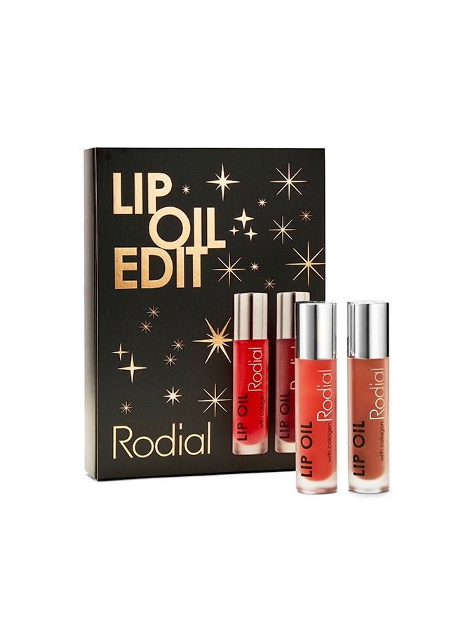 Lip Oil Edit | Hydrating Nourishing Lip Oil Collection | High-Shine Glossy Finish for Soft, Smooth Lips | Moisturising Lip Treatment Gift Set