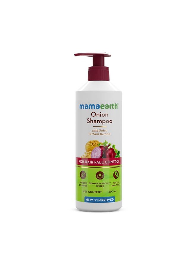 Mamaearth Onion Shampoo for Hair Growth & Loss Control | Moisturizing Gentle Scalp Cleanser with Plant Keratin | SLS & Paraben Free | 13.53 Fl Oz (400ml)