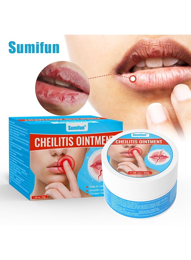 Cheilitis Ointment, Healing Lip Balm For Severely Chapped Lips, Natural Ingredients For Instant Cooling and Pain Relief, Dead Skin Removal/Fade Lip Lines/Improve Lip Color 30g