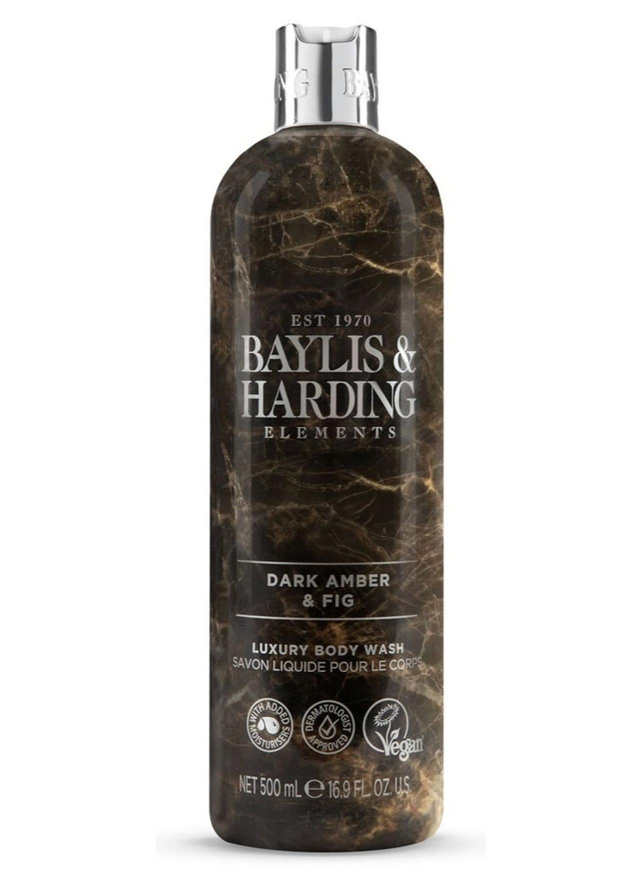 Elements Dark Amber and Fig Body Wash, 500ml | Vegan | Enriched in Vitamin E | Nourishing, Hydrating and Moisturising Formula | Paraben Free