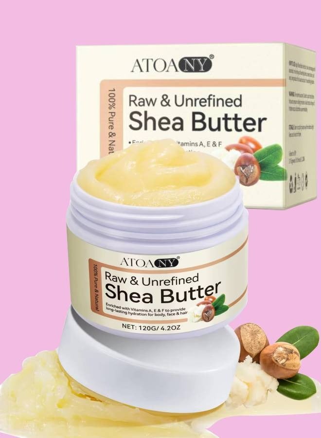 120g Shea Butter Pure Natural Raw Unrefined Shea Butter for Face Body Hair Moisturizing Hydrating Nourishing Soothing Shea Butter to Make Lotion and Soap Lip Balm Moisturizer