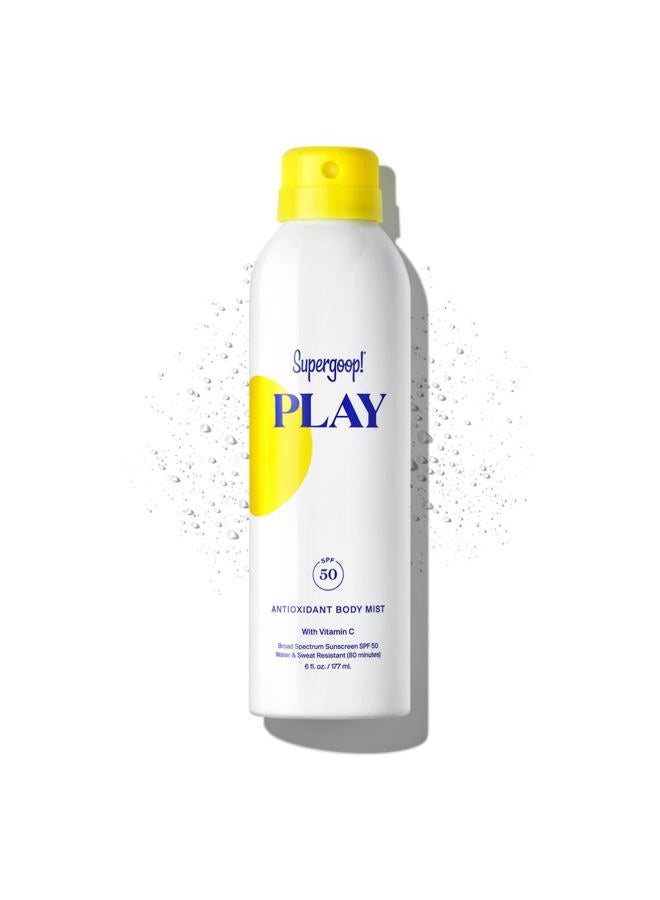 PLAY Antioxidant Body Mist w/ Vitamin C, 6 fl oz - SPF 50 PA++++ Broad Spectrum Sunscreen - Body Spray for Sensitive Skin - Clean Ingredients - Great for Active Days