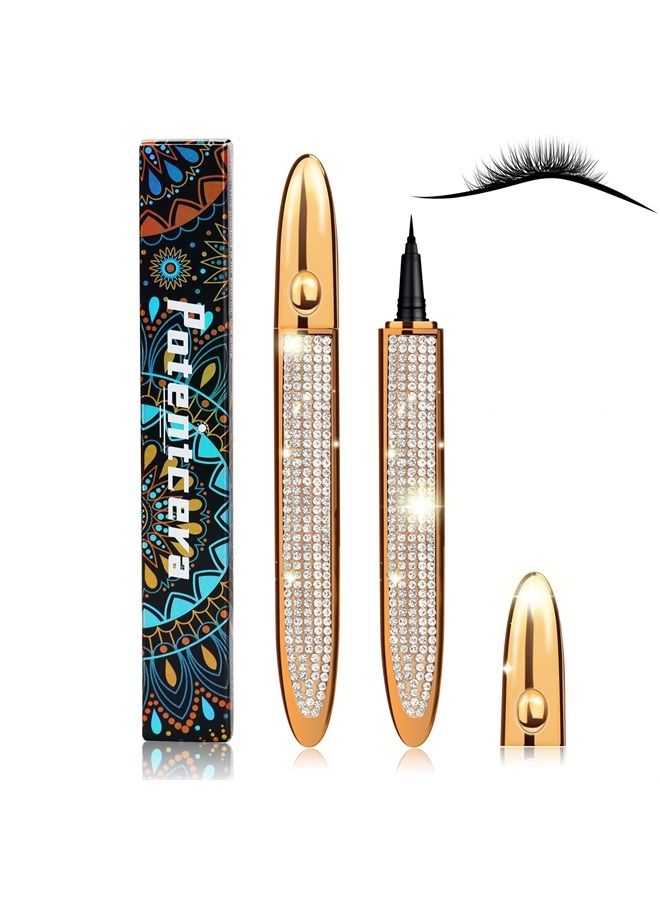 Liquid Eyeliner Pen Waterproof, Magic Self-adhesive Long-Lasting Eyelash Glue Pen, Non Magnetic, No Blooming Quick Drying Magnetic Eye Liner (Gold Black 1Pcs)