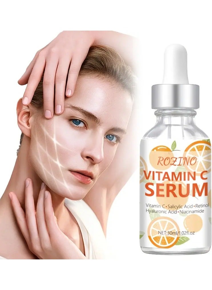 ROZINO Vitamin C & Retinol Facial Serum - 30ml, Hydrating & Moisturizing, Easy Absorption,, Fragrance-Free for All Skin Types