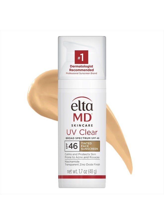 UV Clear Tinted Face Sunscreen, Oil Free Tinted Sunscreen with Zinc Oxide, Dermatologist Recommended Sunscreen, 1.7 oz Pump