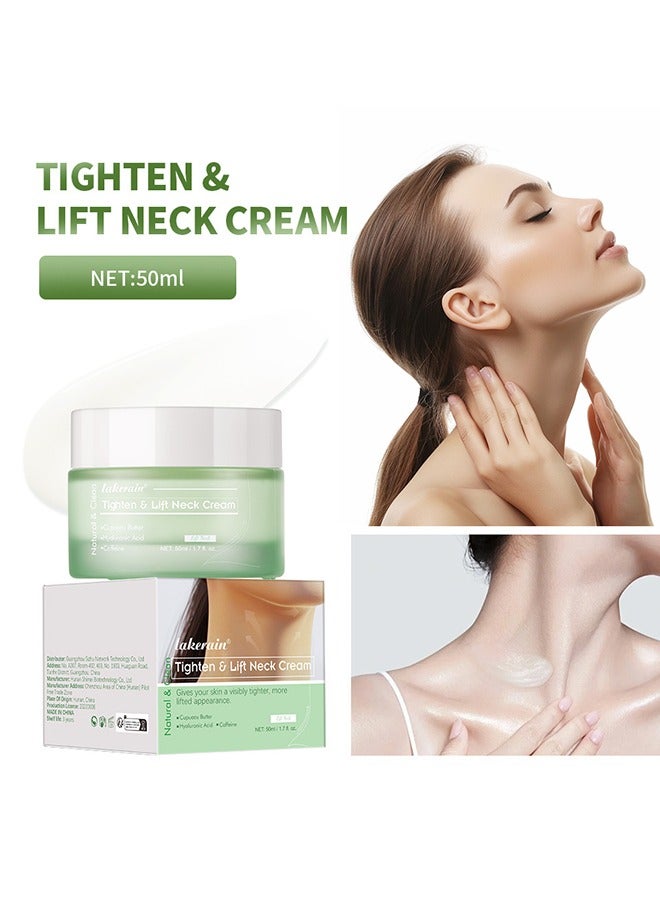 Tighten Lift Neck Cream,with Hyaluronic Acid and Caffeine Anti Aging Neck Cream for Tightening Firming Smooth Fine Lines and Wrinkles Moisturizing Nourishing Neck Firming Cream Tighten Skin and Neck Lift Cream 50ml