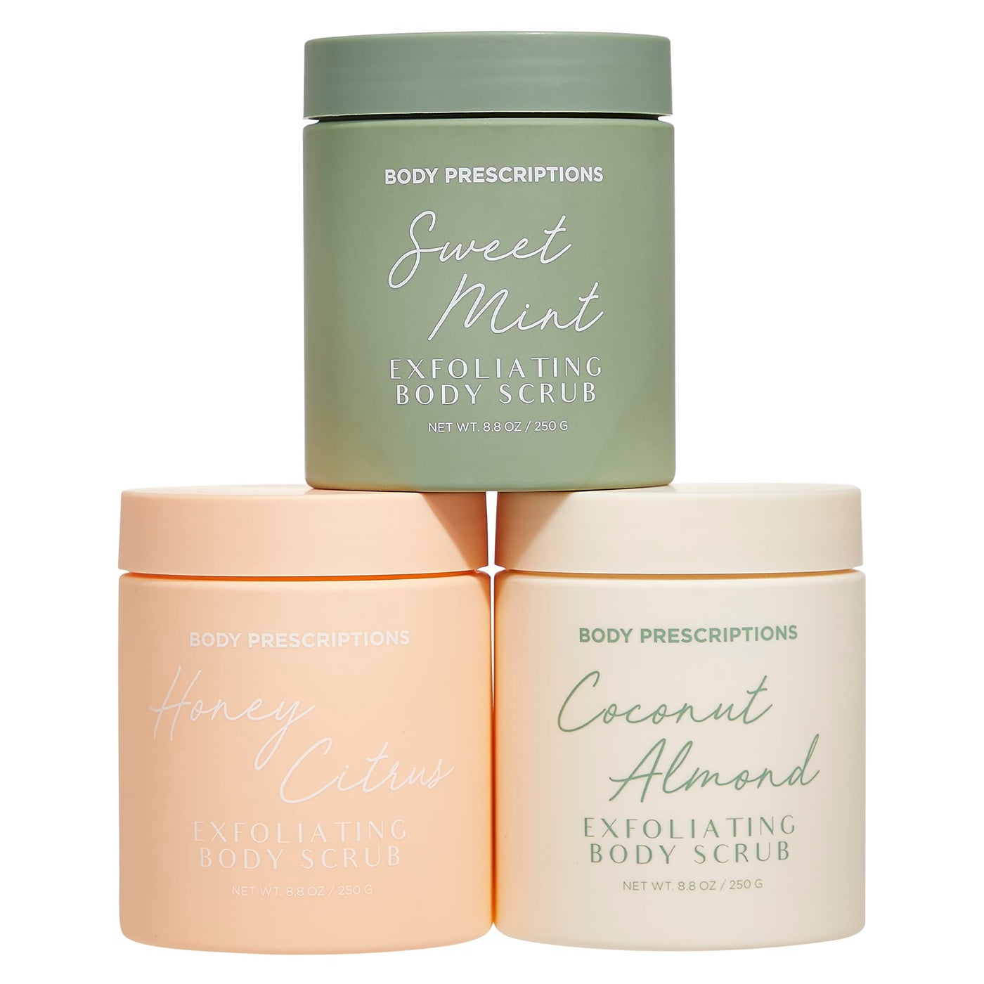 Body Prescriptions Exfoliating Body Scrub â€“ Body Cleanser for Nourished, Ultra-Smooth Skin, Honey Citrus, Coconut Almond, and Sweet Mint