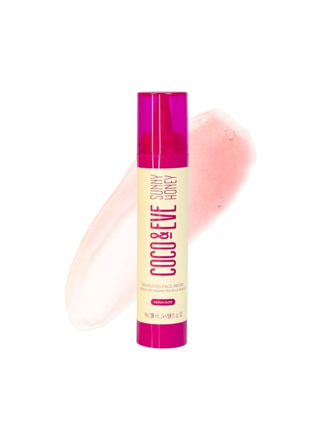 Coco & Eve Sunny Honey Bronzing Face Tanning Drops (Medium Glow) for Natural Self Tanning Hydrating Hyaluronic Acid. Gradual Face Tanning Serum. Indoor Sunless Moisturizing Self Tanner (1 fl oz)