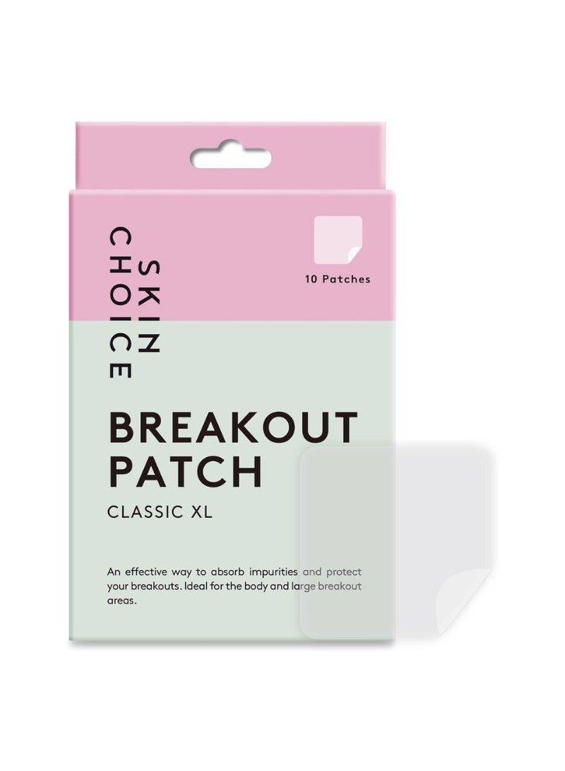 SkinChoice Breakout Patch Classic XL - Pack of 10 - Hydrocolloid Pimple Patches - Vegan, Fragrance-free, Gluten-free, Latex-free, Parabens-free, Sulfates-free, Cruelty-free