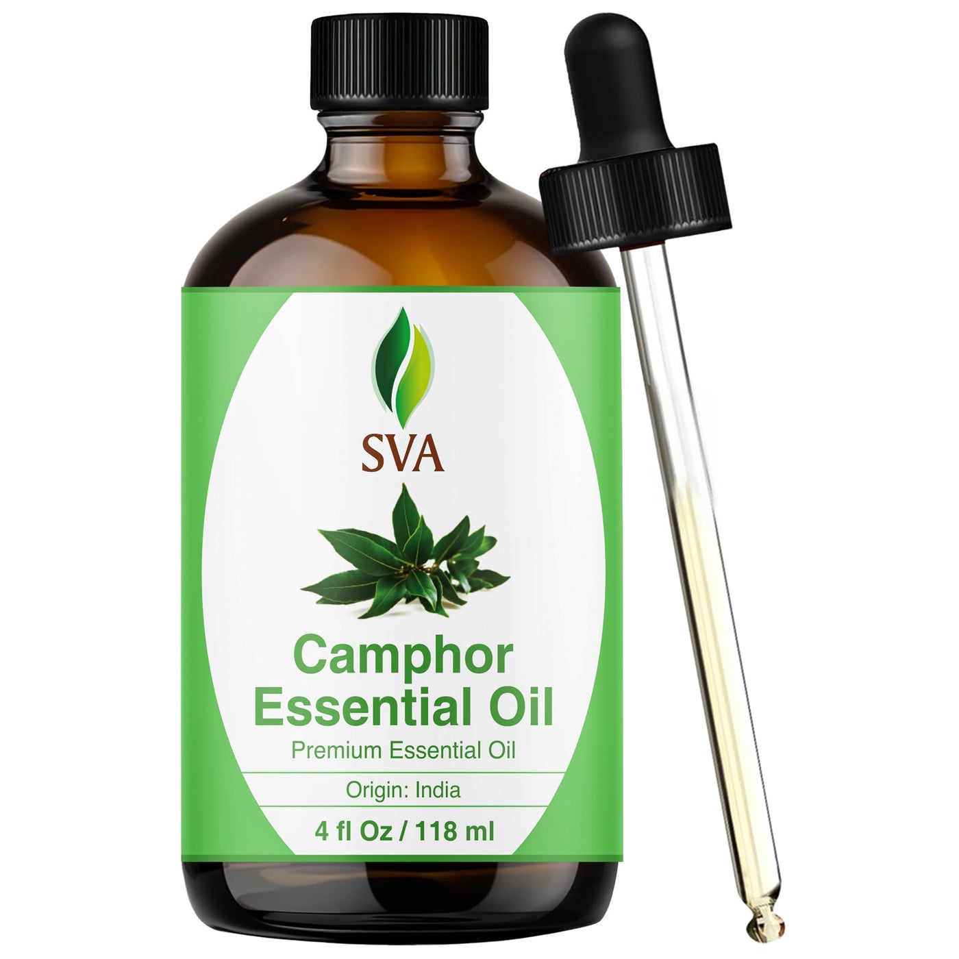 SVA Camphor Essential Oil â€“ 4 Fl Oz â€“ 100% Natural Camphor Oil - for Diffuser, Hair Care, Face, Skin Care, Aromatherapy, Scalp and Body Massage, Soap and Candle Making â€“ with Dropper