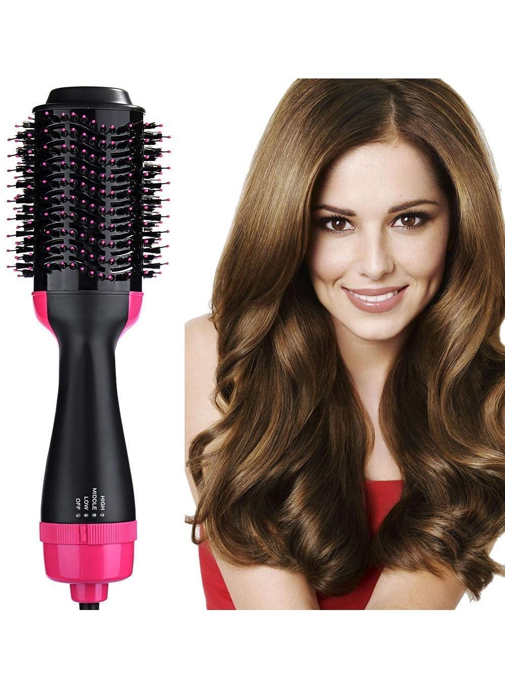 Hair Dryer Brush, Hot Air Brush,Hair Volumizer for Drying & Straightening & Curling, 3 in 1 Brush Blow Dryer Styler for Rotating Straightening, Curling, Salon Negative Ion Ceramic Dryer Brush
