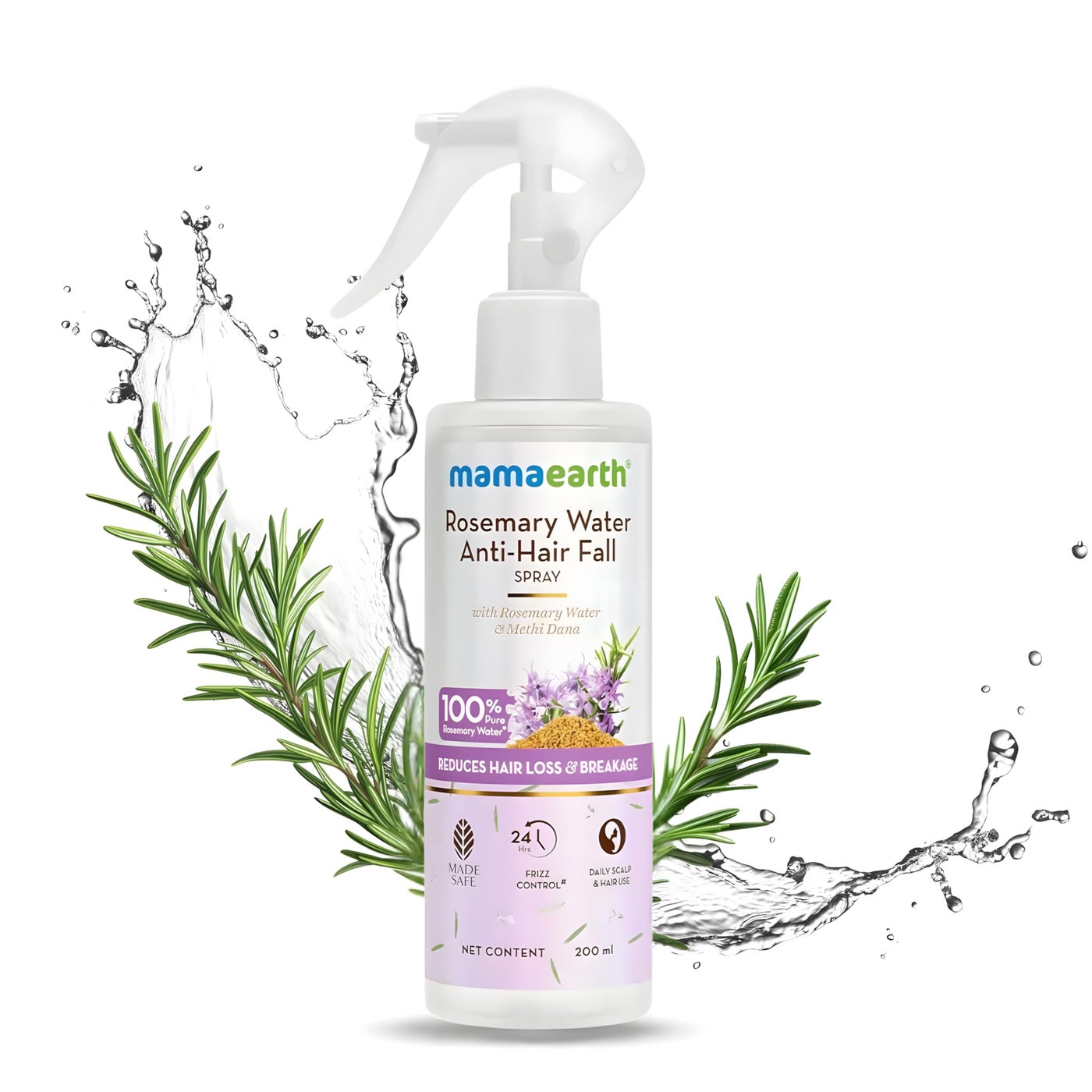 MAMAEARTH Rosemary Water Spray for Hair Growth | Reduces Hair Fall & Strengthens Roots | Adds Shine & Reduces Frizz | 6.76 Fl Oz (200ml)