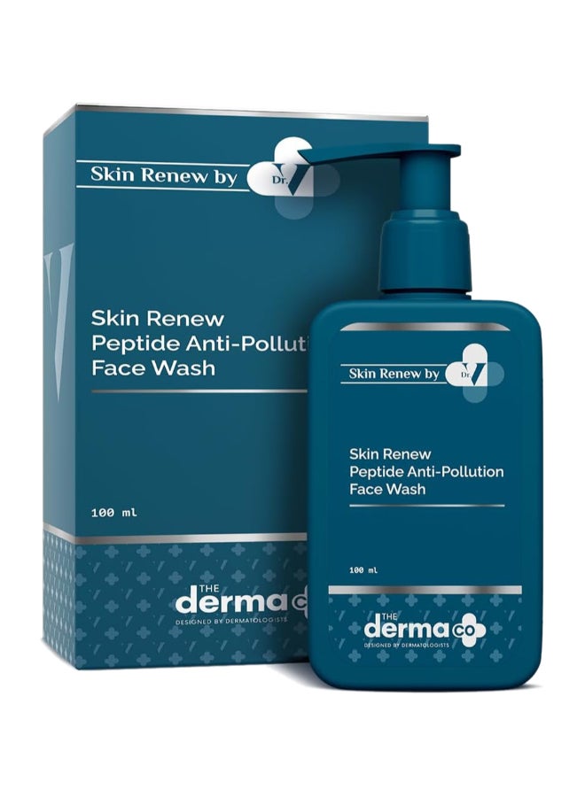 The Derma Co. X Dr.V Skin Renew Peptide Anti-Pollution Face Wash With Peptides & Niacinamide-100Ml| 0.5% Salicylic Acid | Exfoliation|Gentle & Deep Cleansing