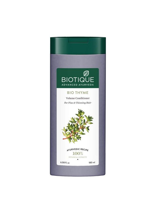 Biotique Thyme Volume Conditioner For Fine And Thinning Hair | Gives Volume And Bounce To Hair | Helps In Thicken Follicles |Suitable For All Skin Types | 180Ml, Peppermint, 180 Millilitre