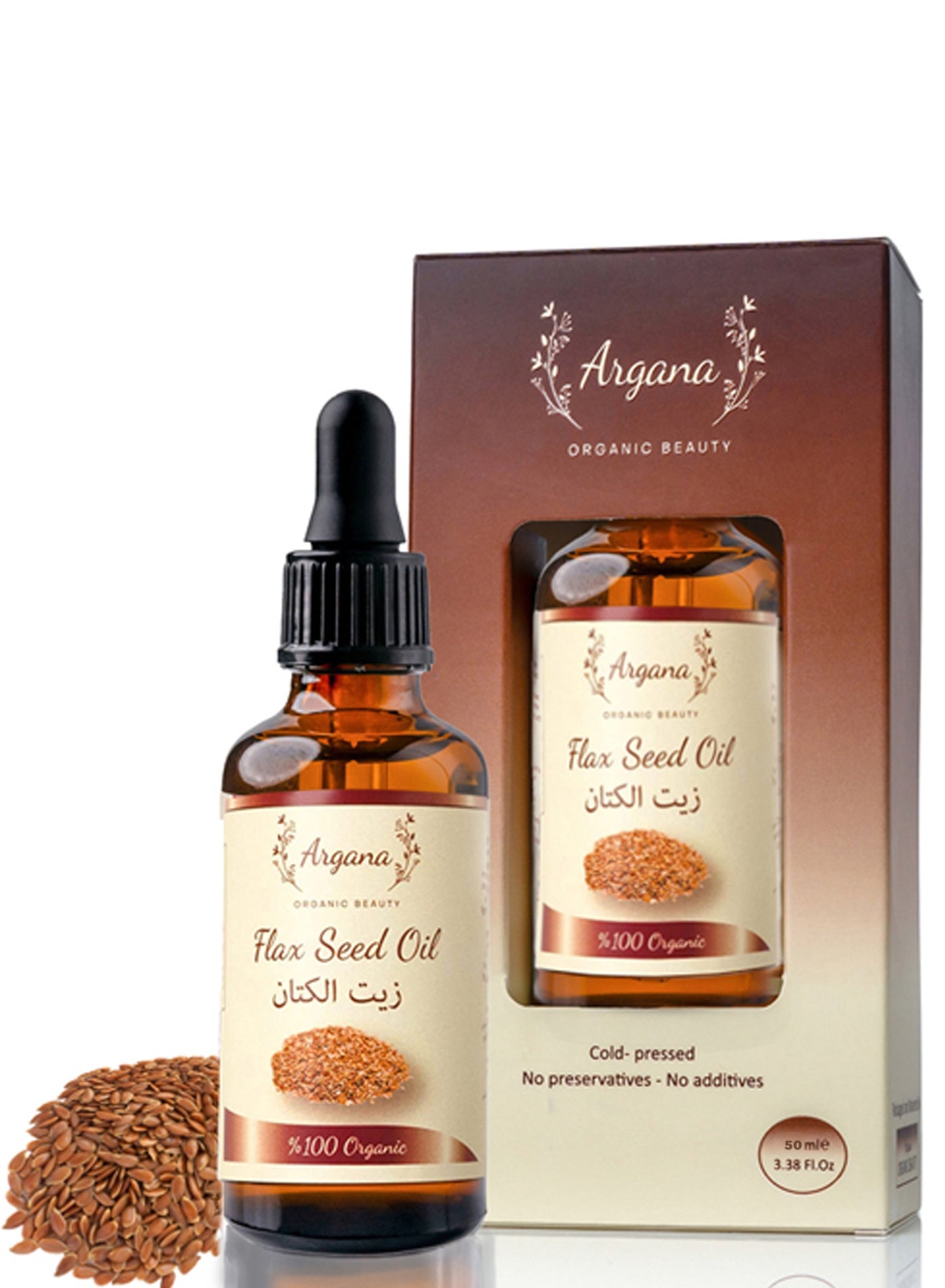 Organic Flaxseed Oil 50 ml Certified Cold Pressed Pure & Natural Source of Vegetarian Omega 3 6 9 For Essential Fatty Acids For Hair And Skin