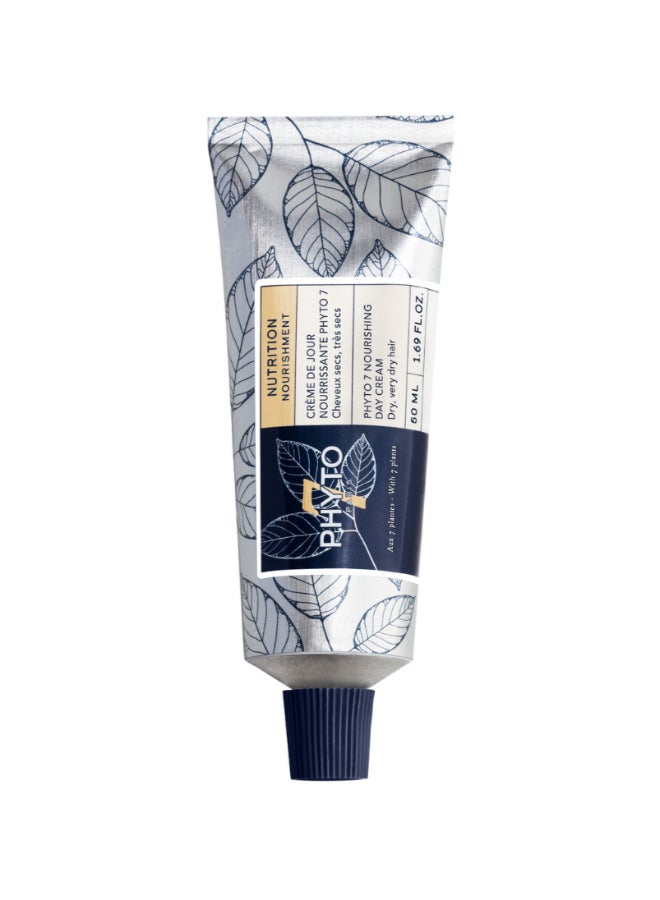 Phyto 7 Nourishing Day Cream, Leave-In Styling Cream for Dry & Very Dry Hair, Silicone-Free 50ml