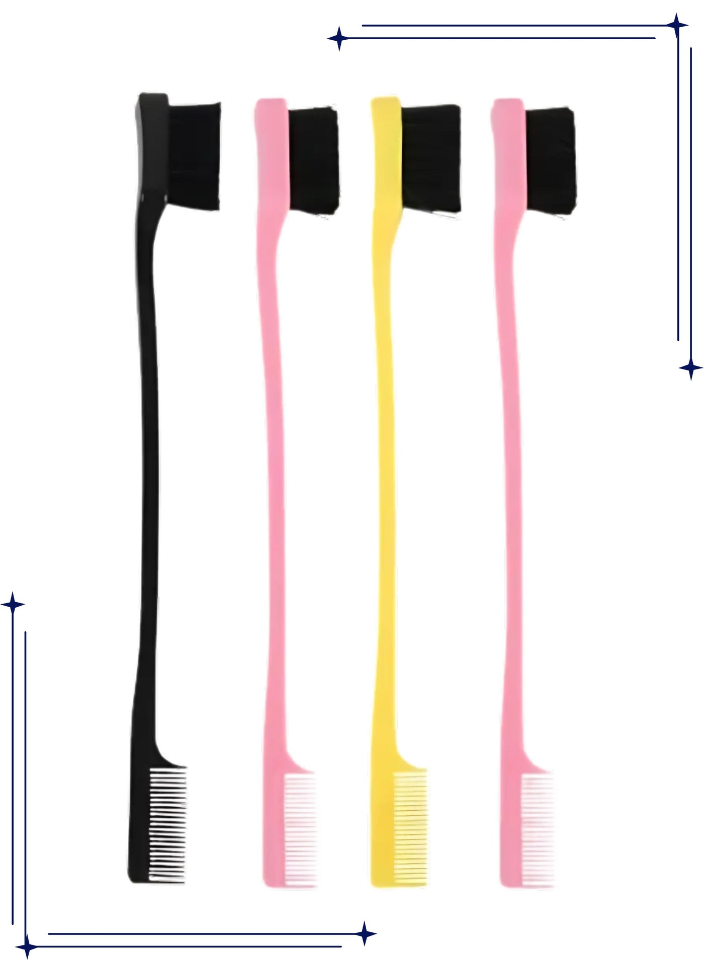 Edge Control Brush Comb Eyebrow Brush Double Sided Edge Brush Set of 4