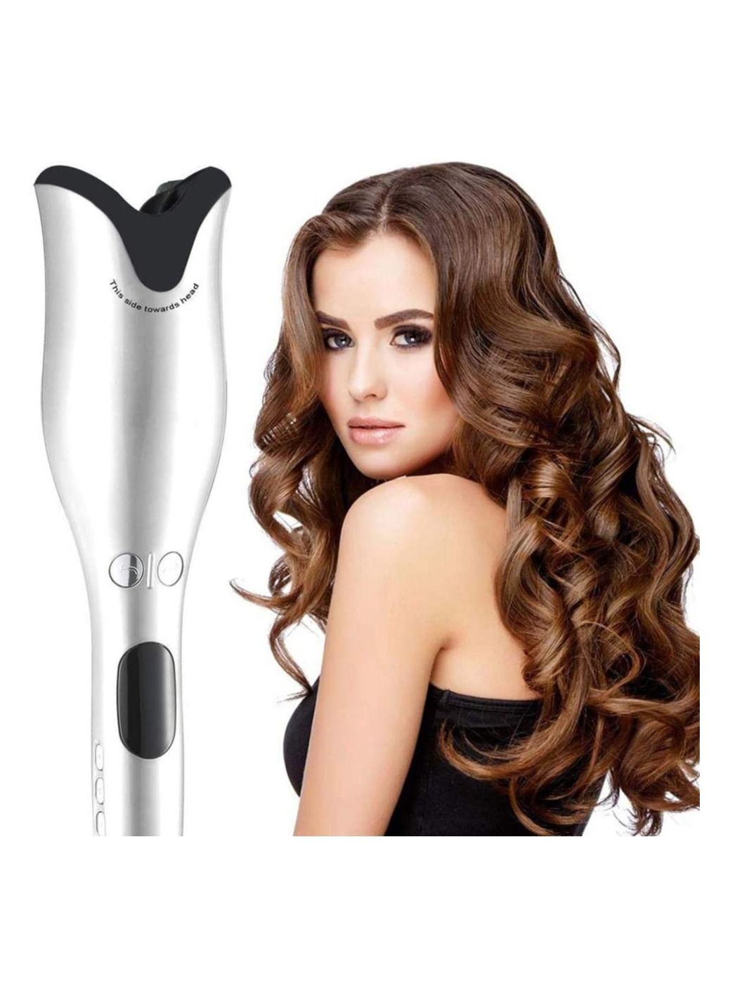New Automatic Hair Curler Roller Air Spin N Curl 1 Inch Ceramic Rotating Magic Hair Curling Iron for All Hair Types LCD Digital Display,White