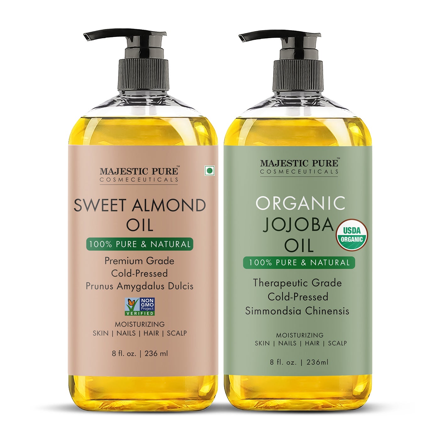Pack Of 2 ,MP Organic Almond And MP Org anic Jojoba Oil