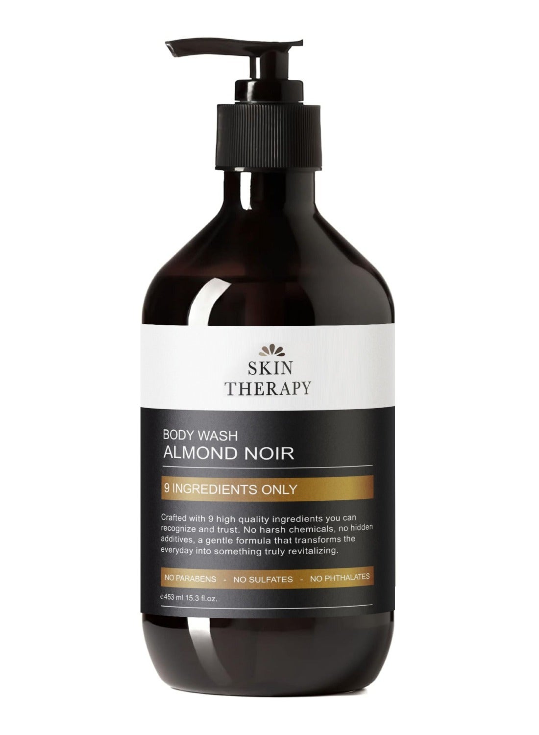 Almond Noir Body Wash (453ml) - ONLY 9 ingredients, Clean Shower Gel - Gentle Exfoliation & Hydration for Soft, Plush, Glowing Skin - No Sulfates, Parabens or Hormone Disruptors