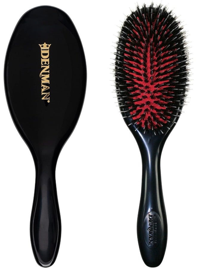 D81M Medium Nylon/Bristle Cushion Hairbrush, Black