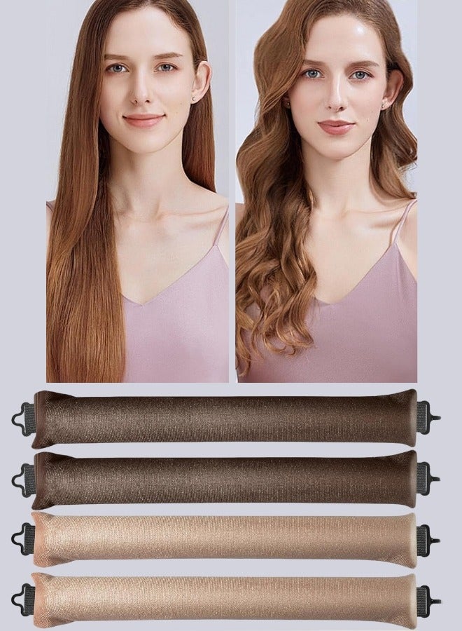 4 Pcs Heatless Hair Curler Set Hair Curling No Heat Hair Curler to Sleep in Curling Rod Curlers for Short Hair Overnight Blowout Curls Rods for Hair Rods for Heatless Curls Blonde Brown Curler Headband Heatless Curling Rod