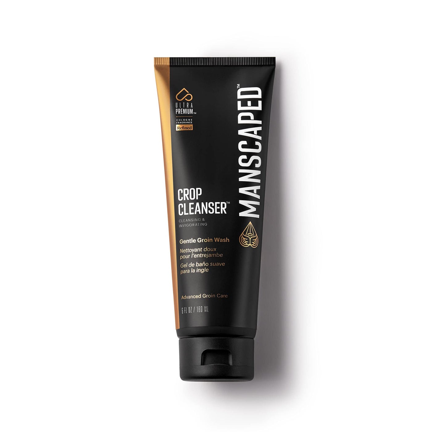 MANSCAPEDÂ® Crop CleanserÂ® Groin Wash, Menâ€™s UltraPremium Invigorating Formula for Below-The-Waist Cleaning, Refreshing Shower Gel For Men Infused with Vitamin E and Aloe, Vegan body wash (6 oz)
