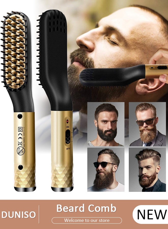 Beard Straightener Comb for Men,Hair Hot Comb,Quick Electric Heated Beard Brush Styler,Travel Portable Styling Comb beard iron, Multifunctional Straightening Brush