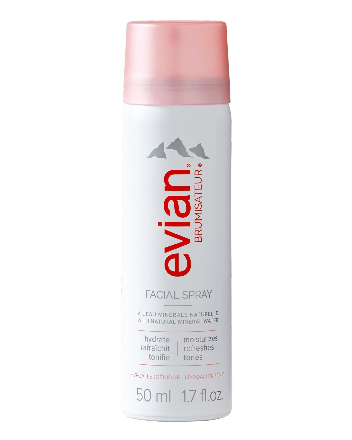 Evian  BRUMISATEUR Evian Facial Spray 1.7 oz, Hydrating Mineral Water Mist for Face & Skin, Refreshes Makeup and Tones Skin, TSA-Approved Mini Facial Spray to Hydrate and Support On-the-Go Skincare