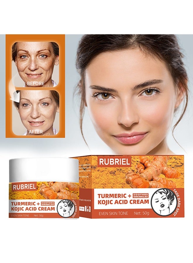 Turmeric Kojic Acid Cream,Soothes Wrinkles,Anti-Aging And Brightening,Brightens Skin,Removes Acne, Whitening, Lightening Spots 50g