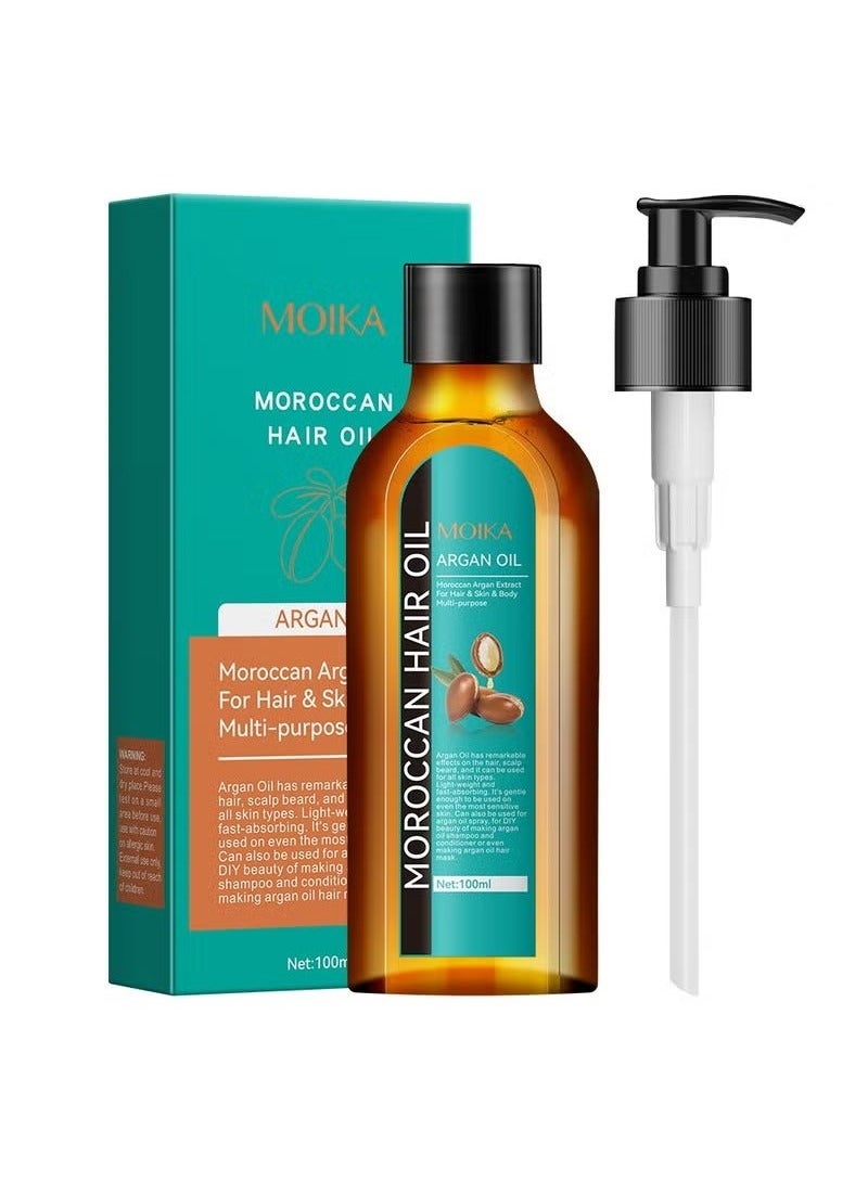 Argan Oil, Moroccan Argan Hair Oil for hair & skin & body multi- purpose, argan oil has remarkable effects on the hair, scalp beard, and it can be used for all skin types, 100ml