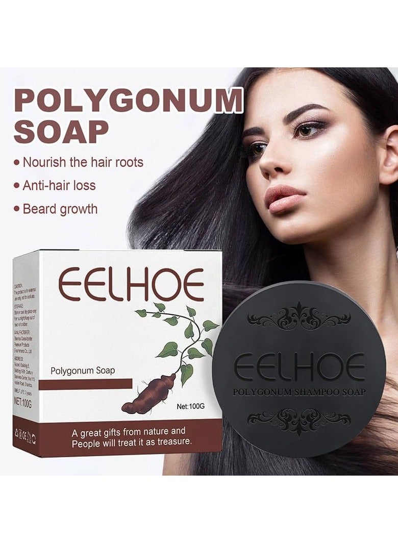 1pc Hair Nourishing Shampoo Soap Natural Polygonum Essence Hair Shampoo Darkening Soap Hair Soap Care Cleansing Hair Bar