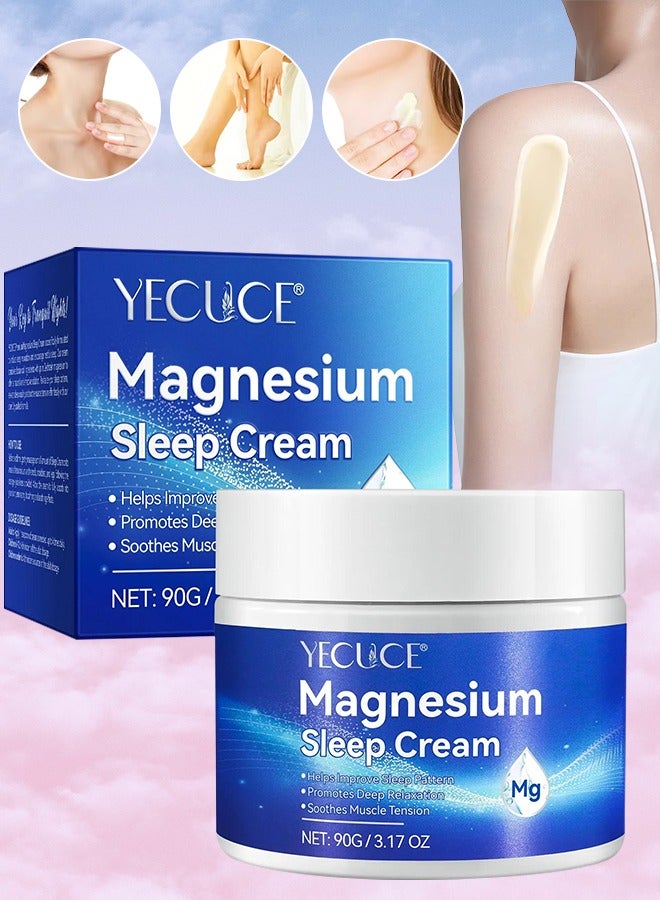 90g Magnesium Sleep Cream Pure Magnesium Body Cream 100% Pure Natural Magnesium Cream for Better Sleep Relief & Relaxation Relieve Muscle Tension Organic Magnesium Cream for Legs Arms Neck Wrist Thigh