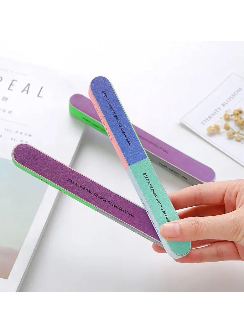 3 Pcs Professional Nail Files Multi Sided Polishing For Nail Art Supplies Salon Pedicure Manicure Tool