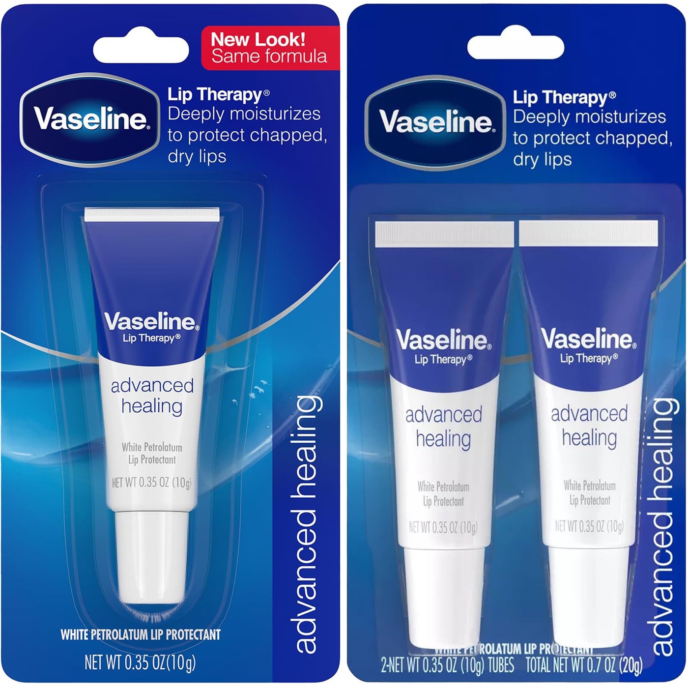 Vaseline Lip Therapy Advanced Healing 3-Pack â€“ White Petroleum Moisturizing Lip Balm for Extremely Dry Lips, 0.35 Oz Ea