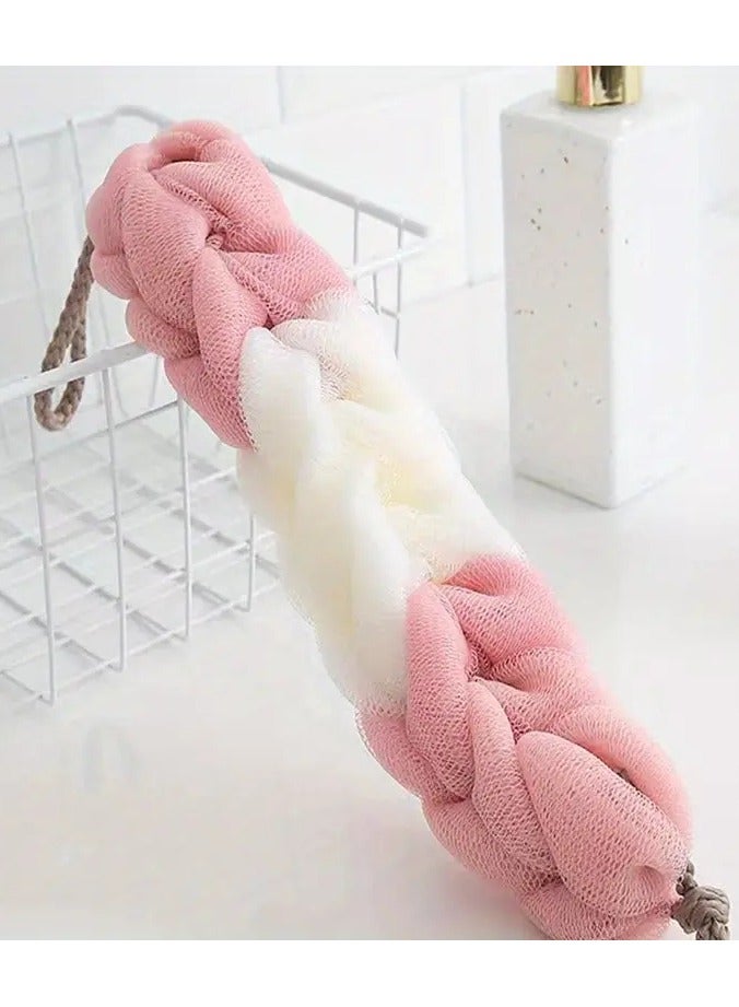 Long Braided Mesh Bath Loofahs - Stretchable Exfoliating Back Scrubber for Bath Accessories - Random Colors