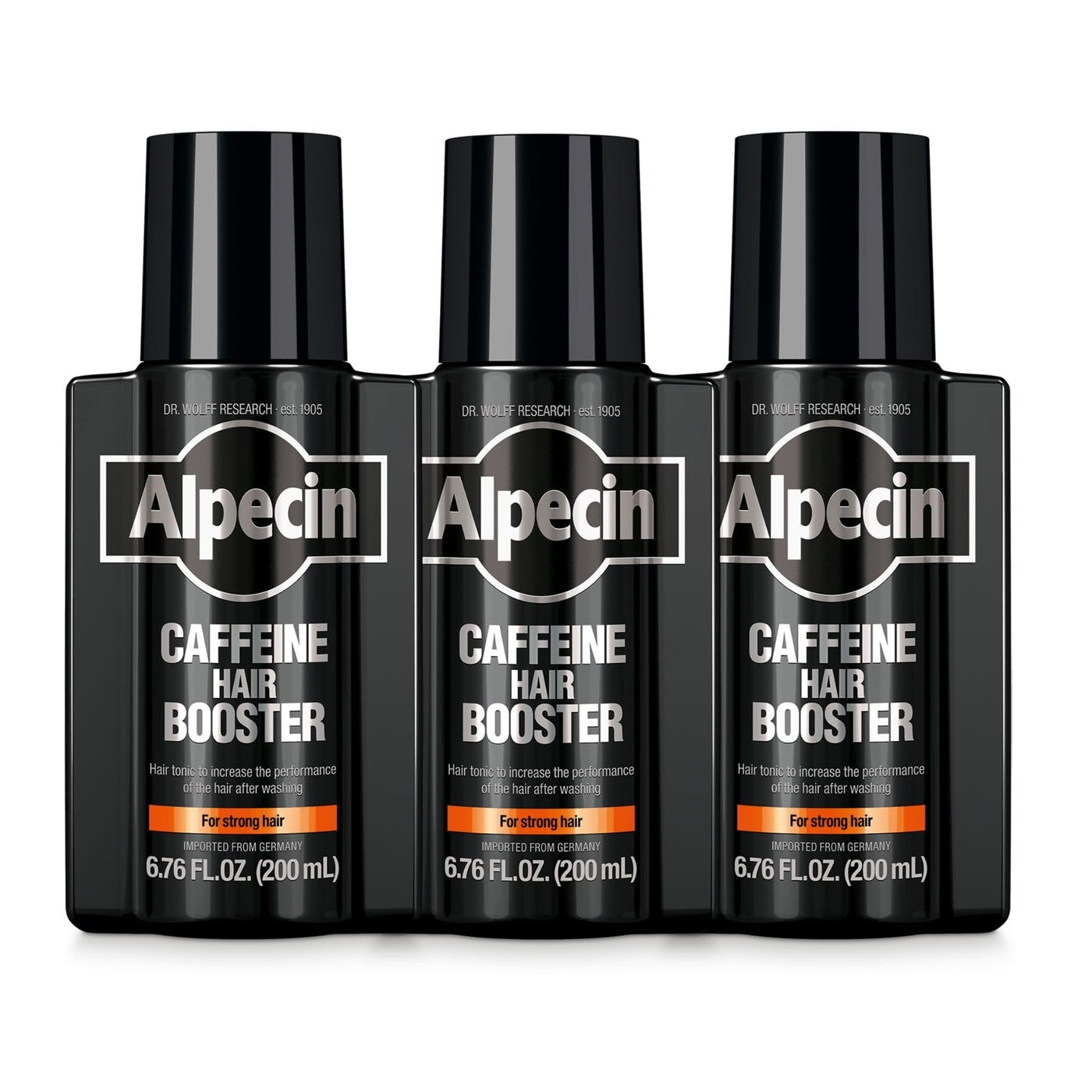 Alpecin Caffeine Hair Booster with Bold Fragrance 6.76 Fl Oz (Pack of 3) I Hair Performance Enhancer I Promotes Natural Hair Growth and Thickness I Energizes Scalp