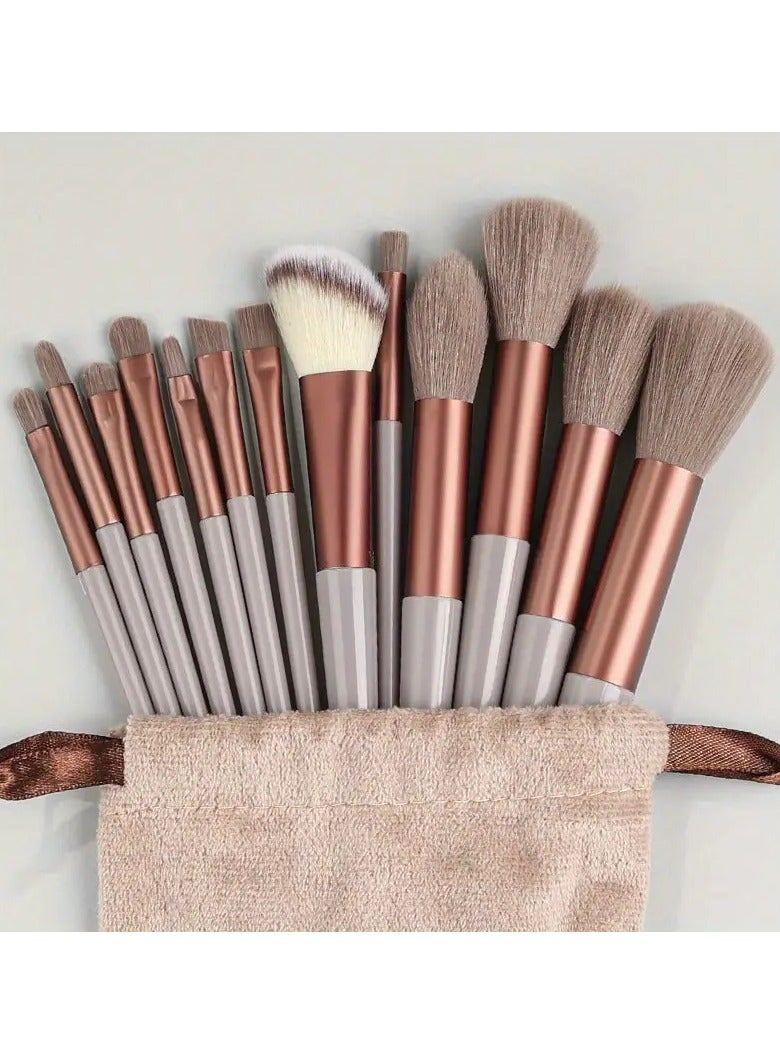 13 Pcs Makeup Brushes Soft Fluffy Prfessional Foundatiion Blush Powder Eyeshadow Kabuki Blending Make Up Brush Beauty Tools -Grey