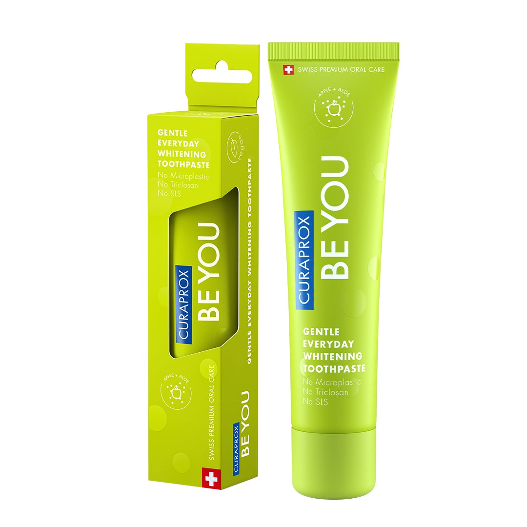 Be You Apple + Aloe Vera Toothpaste | Gentle Everyday Whitening | 60ml Gel | SLS Free, Microplastic Free, Triclosan Free, Fluoride-Enhanced | Refreshing Green Formula