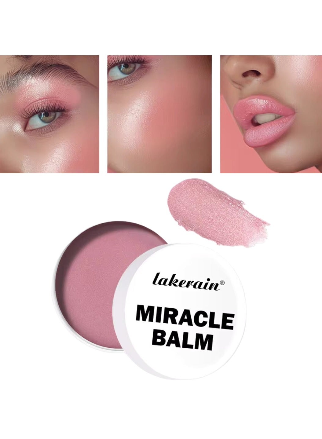 52g Miracle Balm Multi use Miracle Balm Cream for Eyes Cheek and Lips Nourishing Long Lasting Creamy Smooth Texture Moisturizing Cream for Eyeshadow Blush and lipstick Pink Camellia 04