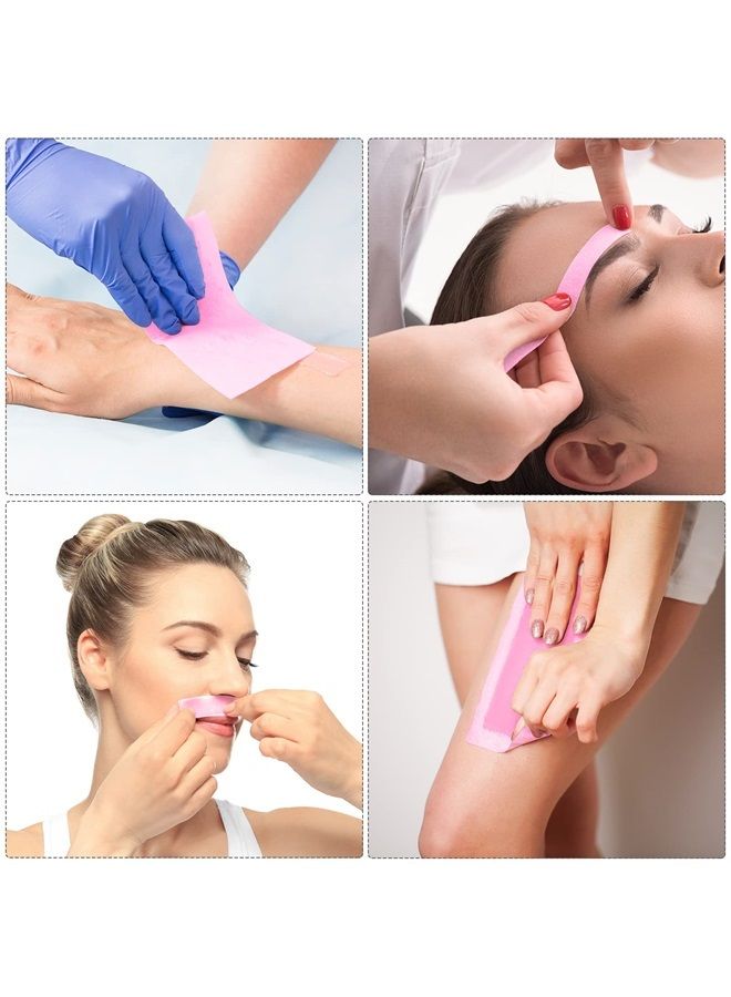 400 Pieces Wax Strips Non Woven Waxing Strip Hair Removal Wax Strips Facial and Body Hair Removal Waxing Strips Bikini Wax Strip Paper for Facial Body Skin Hair Removal (Pink)