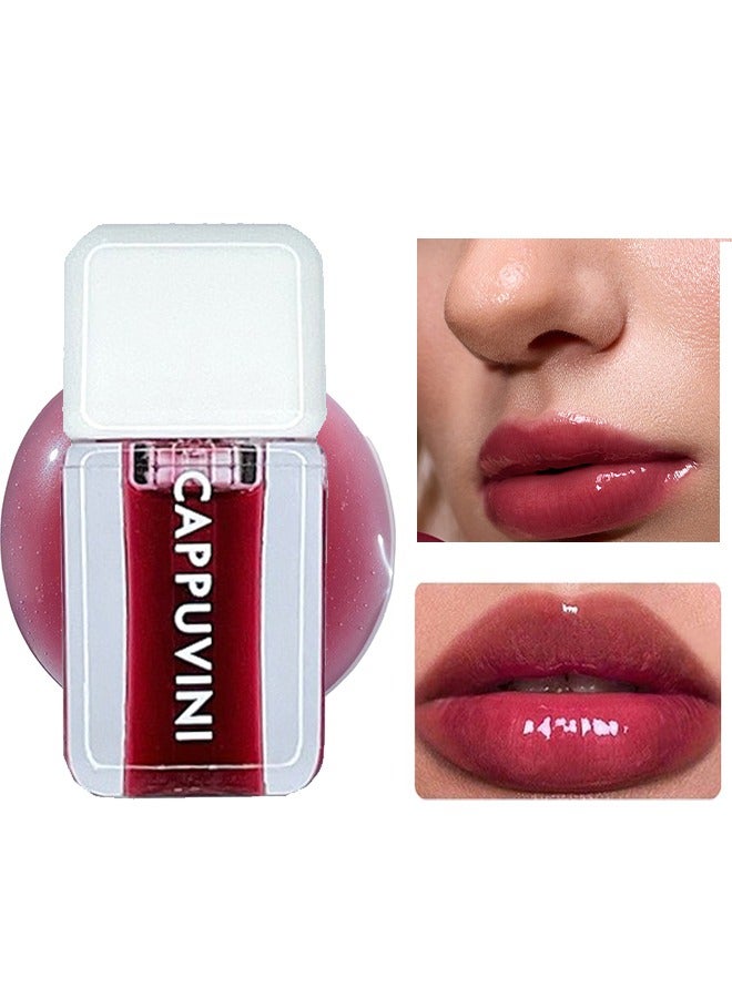 Fruit Pearlescent Plumping Lip Oil - Lip Care Pearl And Shimmer Mini Lip Gloss - Lip Care Hydrating Lip Gloss Tinted Lip Balm - Long Lasting And Nourishing Lip Glow Oil - Non-sticky Fresh Texture (#04 Strawberry)