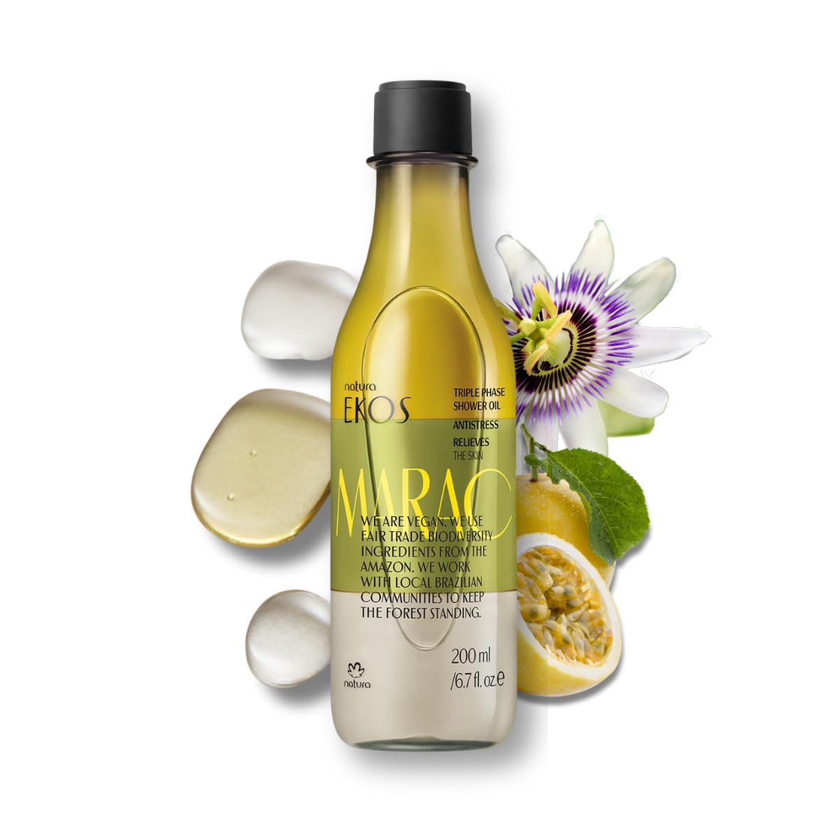 natura - Passion Fruit Triple Phase Body Oil â€“ MaracujÃ¡ Oil Moisturizer for Soft Glowing Skin, Vegan Skincare, Hydrating & Nourishing Brazilian Beauty â€“ 6.7 fl oz (200ml)