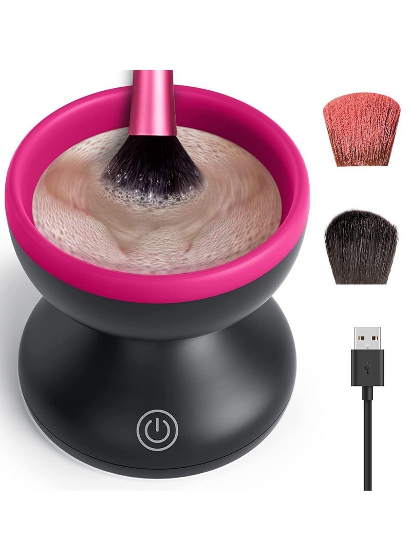 Electric Makeup Brush Cleaner Machine, Portable Automatic USB Cosmetic Brush Cleaner Tools, All Size Beauty Makeup Brushes Set (Black)