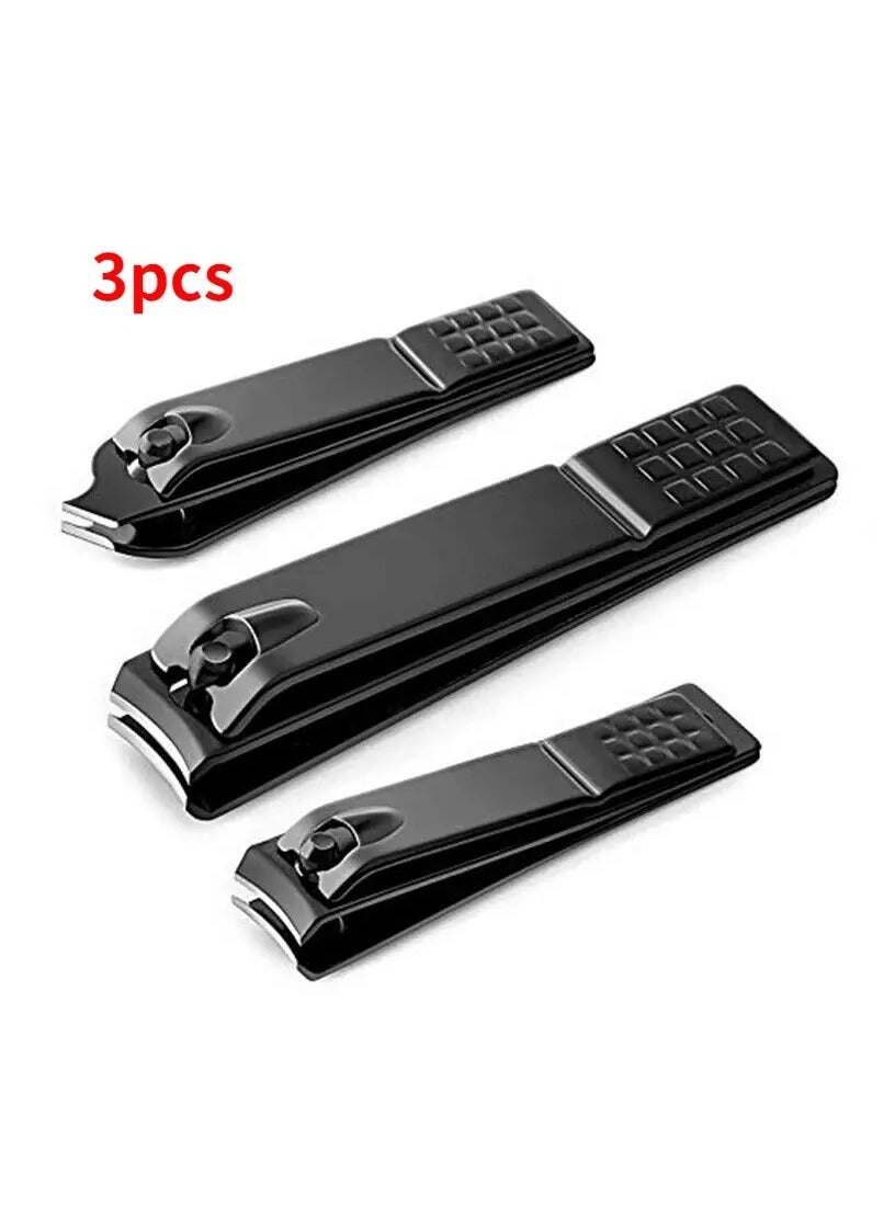 3 PCS Black Stainless Steel Nail Clipper Nail Cutting Machine Professional Nail Trimmer High Quality Toe Nail Clipper Tool
