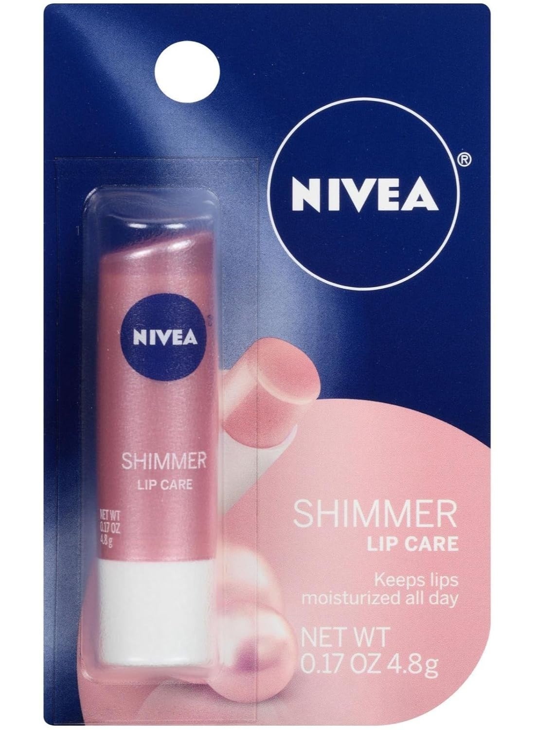 NIVEA Shimmer Lip Care, Moisturizing Lip Balm Stick with Shea Butter and Jojoba Oil, 0.17 Oz