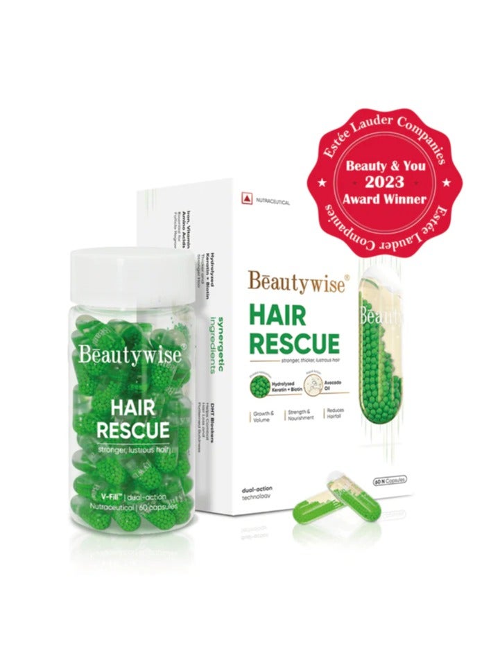 Beautywise Hair Rescue| Dual-Action Technology| amino acids, vitamins, minerals, 60 Count (Pack of 1)
