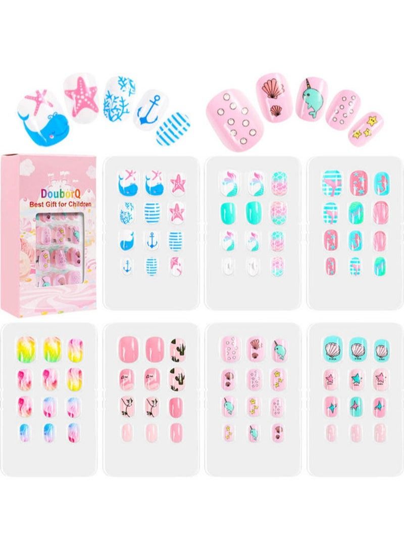 84-Piece Cute Design False Nail Tip Multicolour