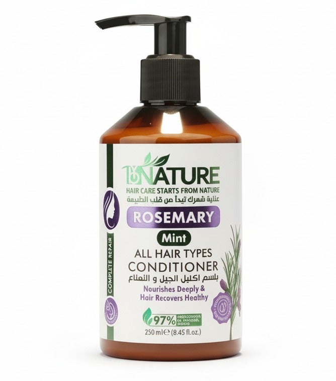 By Nature Rosemary & Mint Conditioner 250ml – Complete Repair & Strengthening Hair Conditioner for All Hair Types, 97% Natural Ingredients, Sulfate-Free, Paraben-Free, Nourishes Deeply, Reduces Breakage & Split Ends, Smooth & Frizz Control
